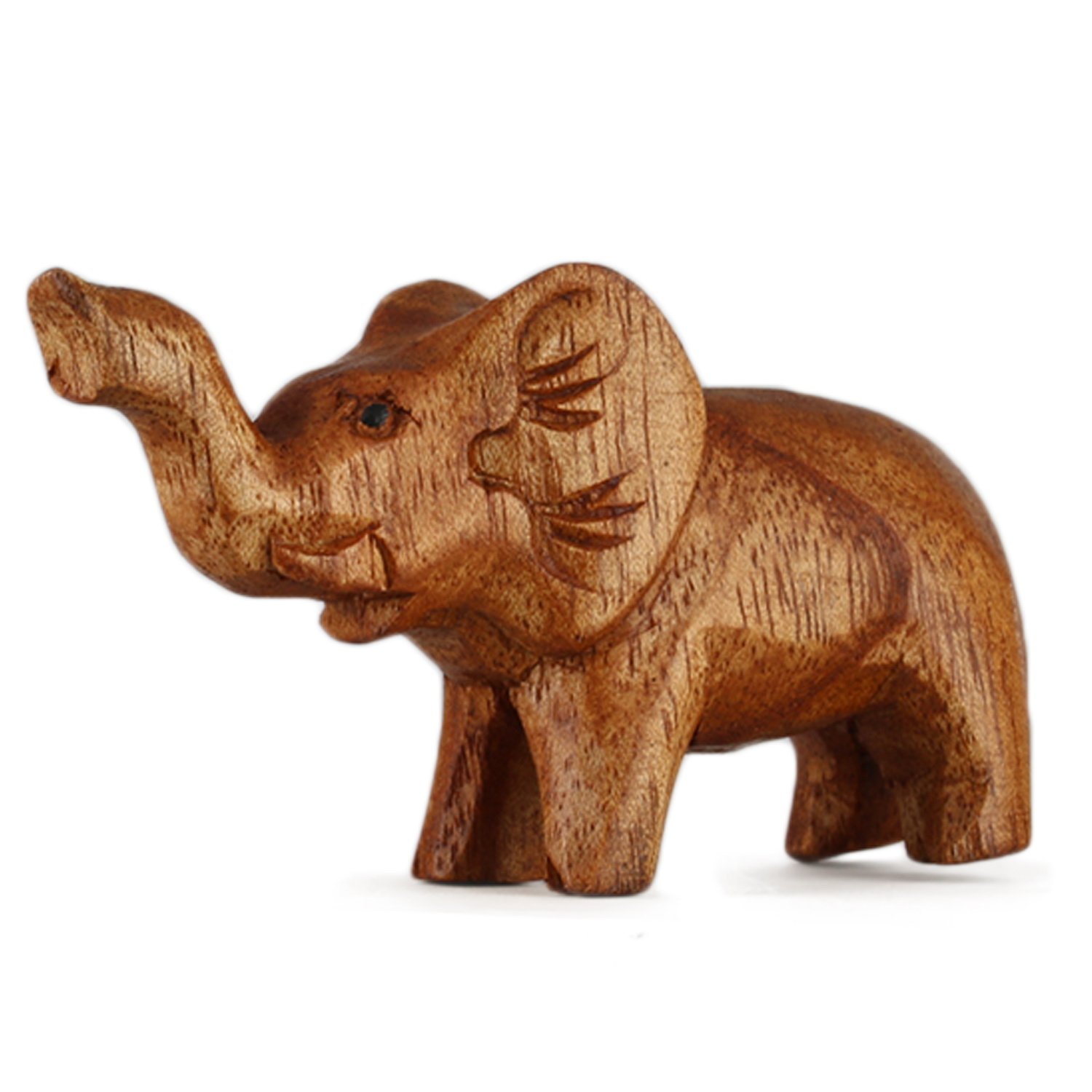 ART-CRAFT Holz-Elefant Schnitzerei aus Suar Holz 8cm