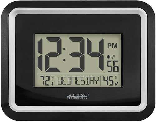 La Crosse Technology BBB84022 Atomic Digitale Wanduhr mit Temperatur und Luftfeu
