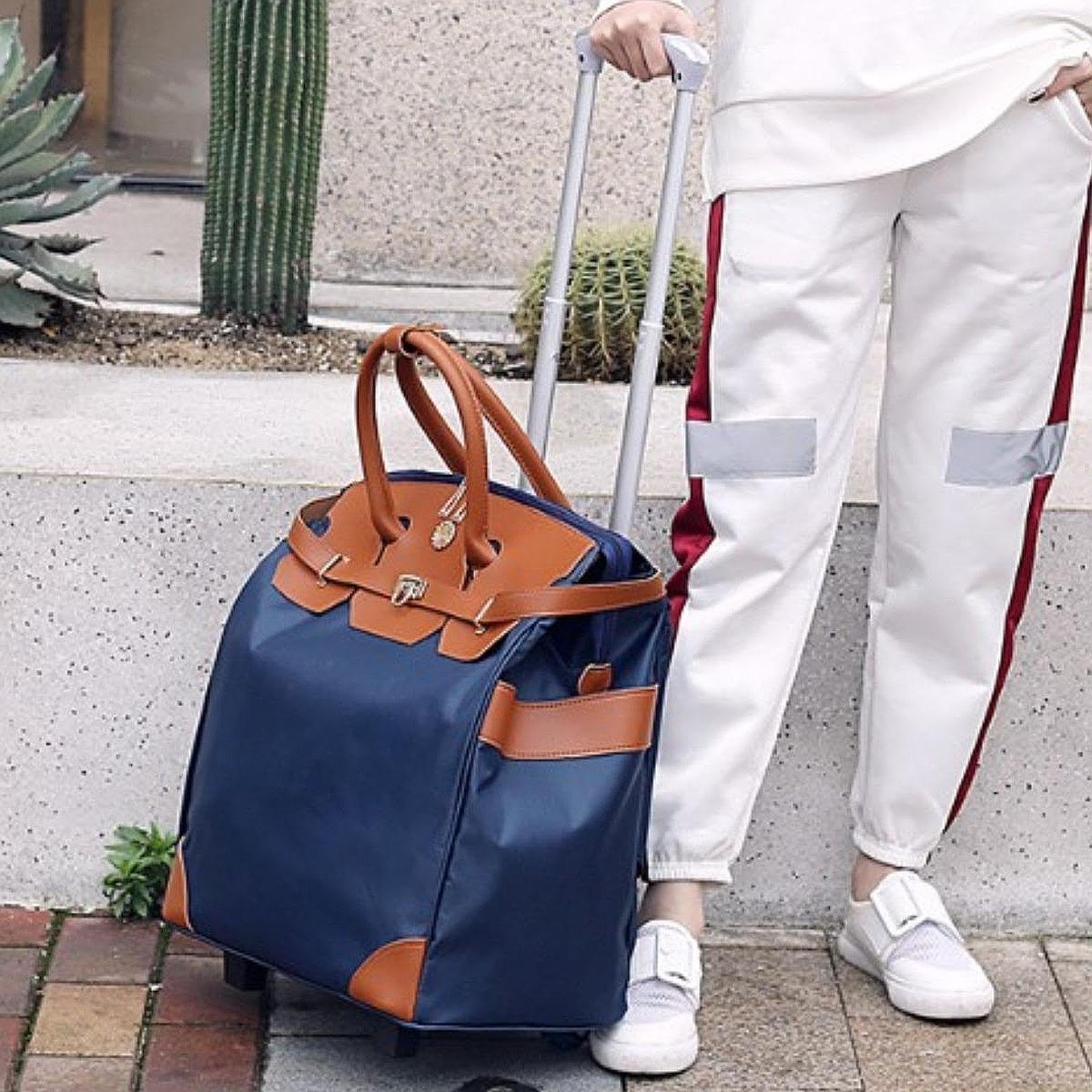 CALANDIS™ Rolling Duffle Bag Large Capacity Suitcase for Beach Business Trip Traveling Dark Blue | Luggage-image-43