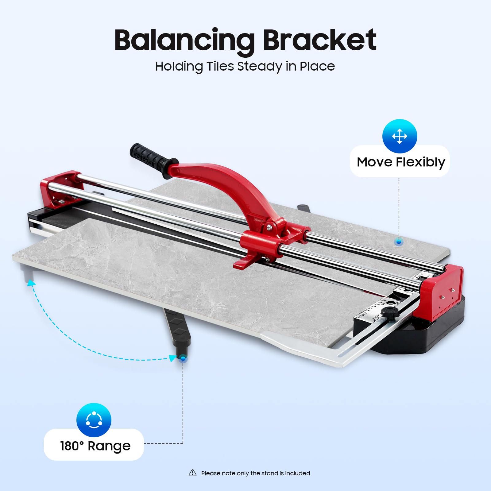 Tagliapiastrelle manuale, 800 mm, con rotella di taglio in tungsteno e posizionamento a infrarossi, per piastrelle, con guida singola e guida laser, per pareti, pavimenti, piastrelle di vetro (rosso)