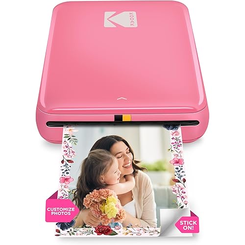 KODAK Step Instant Smartphone Photo Printer, Portable Mini Color Wireless Mobile Printer, Zink 2x3” (5.1x7.5 cm) Sticky-Back Photos, Bluetooth Compatible with iOS & Android Devices, Editing App, Pink