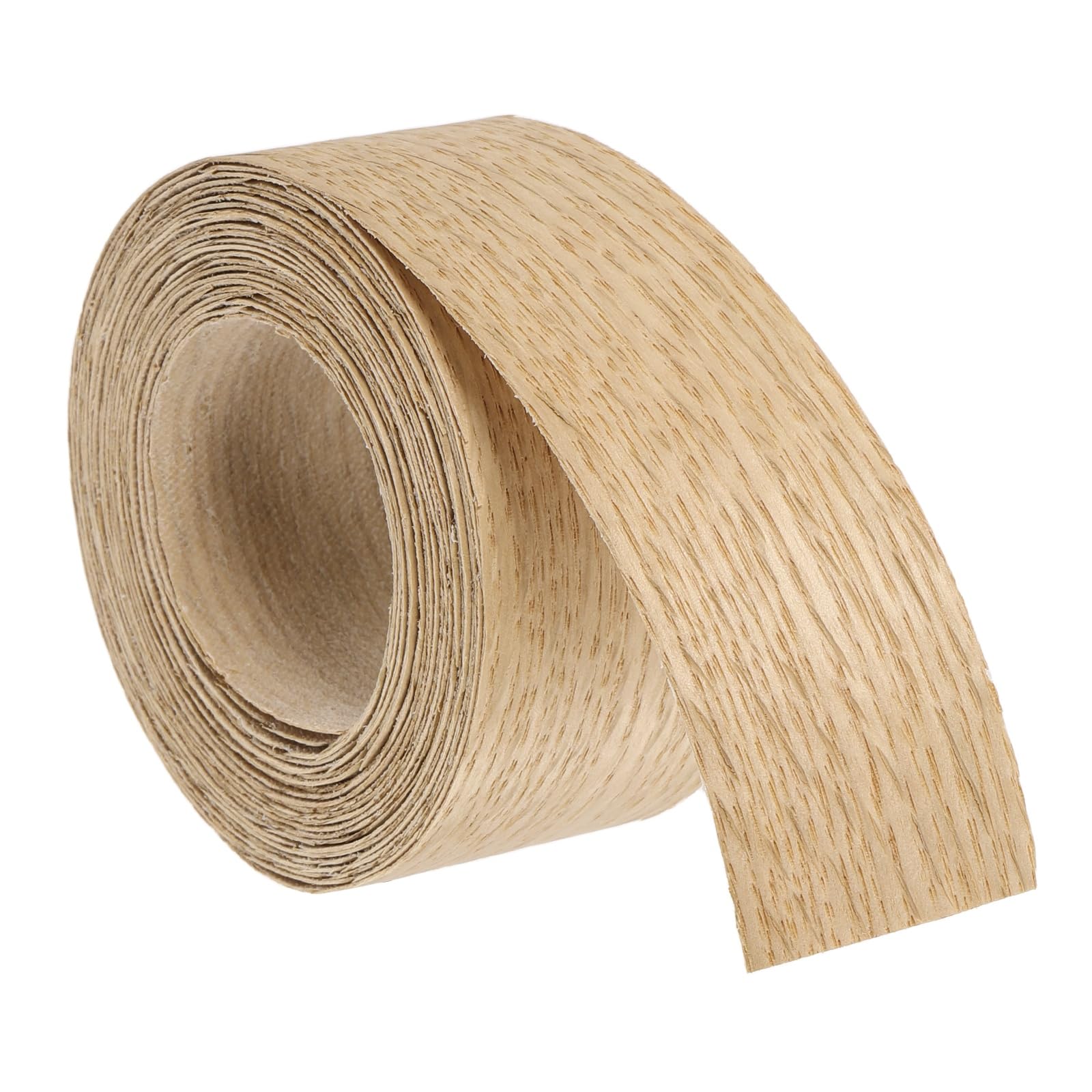 sourcing map 3.8cm x 4.6m Wood Veneer Edge Banding, Pre-Glued Flexible Red Oak Edging Strips, Iron on with Hot Melt Adhesive Wood Tape for Cabinet Repair and Furniture Restoration