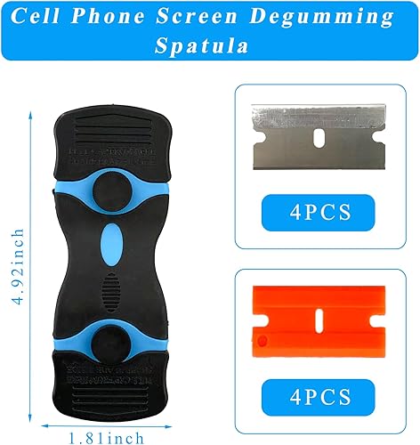 Miniatura 2 de Herramienta raspadora de cuchillas de afeitar, rascador de afeitar con 4 cuchillas de plástico y 4 cuchillas de metal, raspador de limpieza