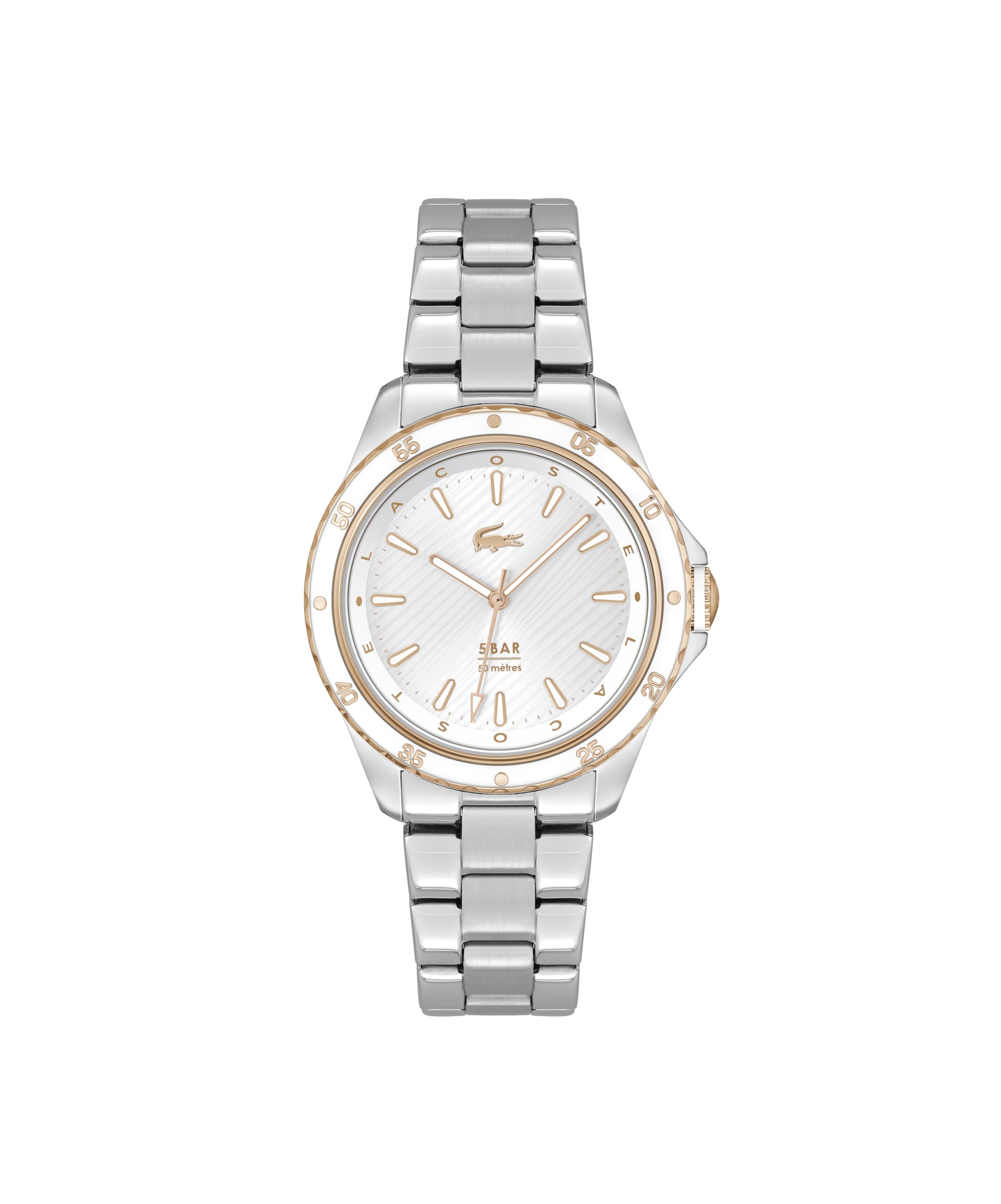 Lacoste Analogue Quartz Watch for Women Santorini Collection with Silver Stainless Steel Bracelet - 2001370