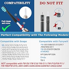 Toothbrush Heads for FairyWill, Replacement Brush Heads for Fairy Will, Electric Toothbrush Replacement Heads for Fairywill FW-507/508/551/515/917/959, FW-D1/D3/D7/D8