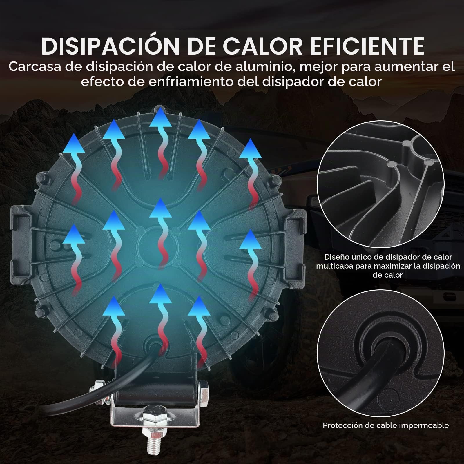 Safego Focos Tractor LED 7" 210W 16800LM Faros Trabajo LED 12V 24V | IP67 Impermeable Luz de Niebla con Cable, Spot Flood Combo, Focos LED Coche 4x4 para SUV ATV Off-Road Camión Moto Barco