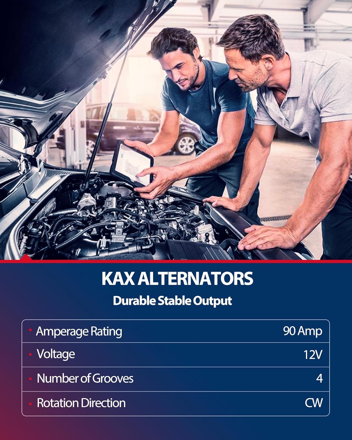 KAX New Alternator, 90Amp Automotive Replacement Alternator fit for Elantra 2007-2012 2.0L L4 Soul 2010-2011 2.0L L4 Spectra Spectra5 2007-2009 2.0L L4 Alternator Replace OEM 11311 2655635