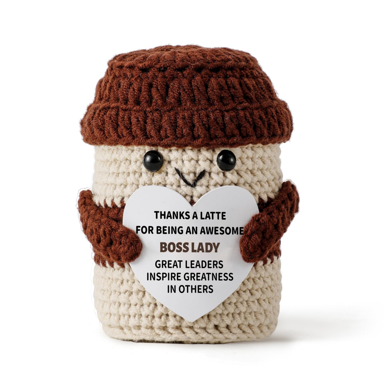 Tidelit Coffee Lovers Birthday Gifts for Women Men Her Him, Emotional Support Crochet Coffee Gift for Her Him Girlfriend Anniversary Day Gifts, Teacher Mothers Day Thank You Boss Lady Gift（Boss Lady）
