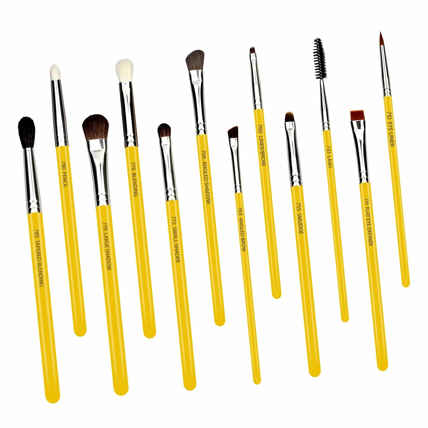 Bdellium Tools - Pennelli sfumatura occhi, professionali e antibatterici, con custodia arrotolabile, 12 pezzi