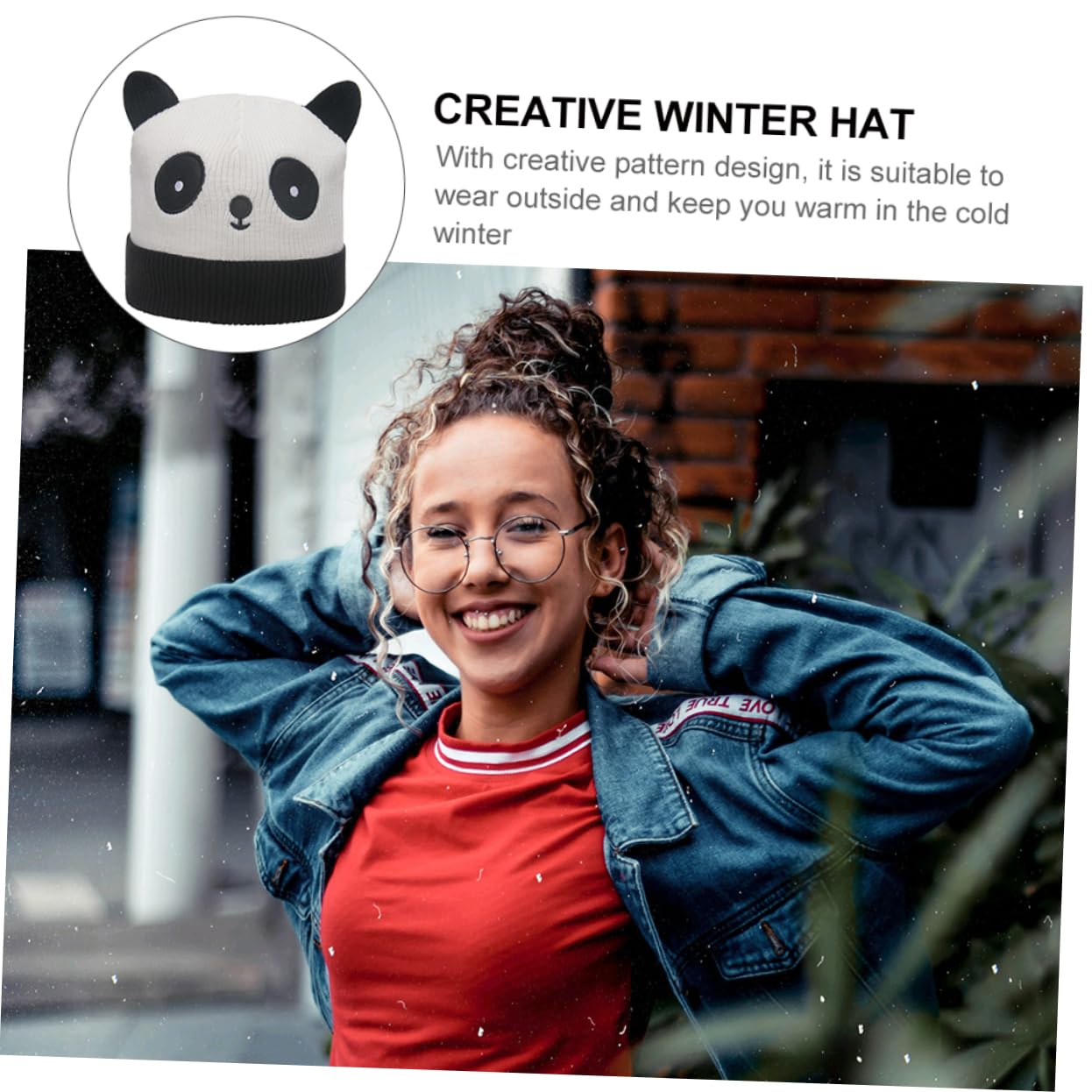 Gorra De Montar A La Moda Con Hilo Acrílico Para Mujer Con Manga De Panda 2 Uds