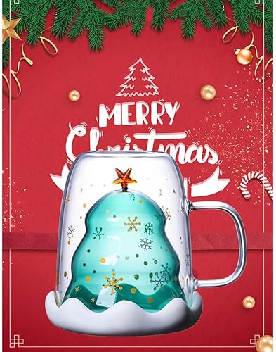 Miniatura 2 de Bonita taza de café con diseño de árbol de Navidad, taza de té y leche con aislamiento de doble pared, taza de espresso, el mejor regalo de Navidad