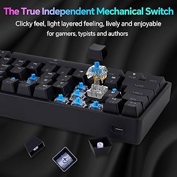 Amazon.com: Mechanical 60% Gaming RGB Keyboard 61 Keys Wired