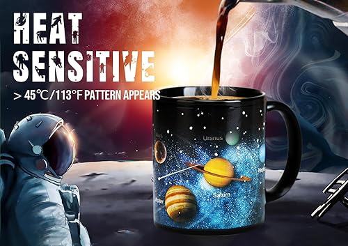 Miniatura 6 de MUGKISS Tazas de café del sistema solar de 11 onzas, taza que cambia de color, regalo de Navidad para todos los fanáticos del espacio masculinos que