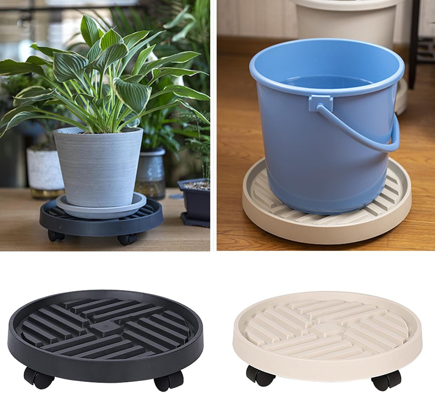 Ventilated Rolling Plant Stand Rack None Scratch PU Circular Base Suitable for Heavy Garden Pots and Potted Large Rack for Heavy Potted Trees