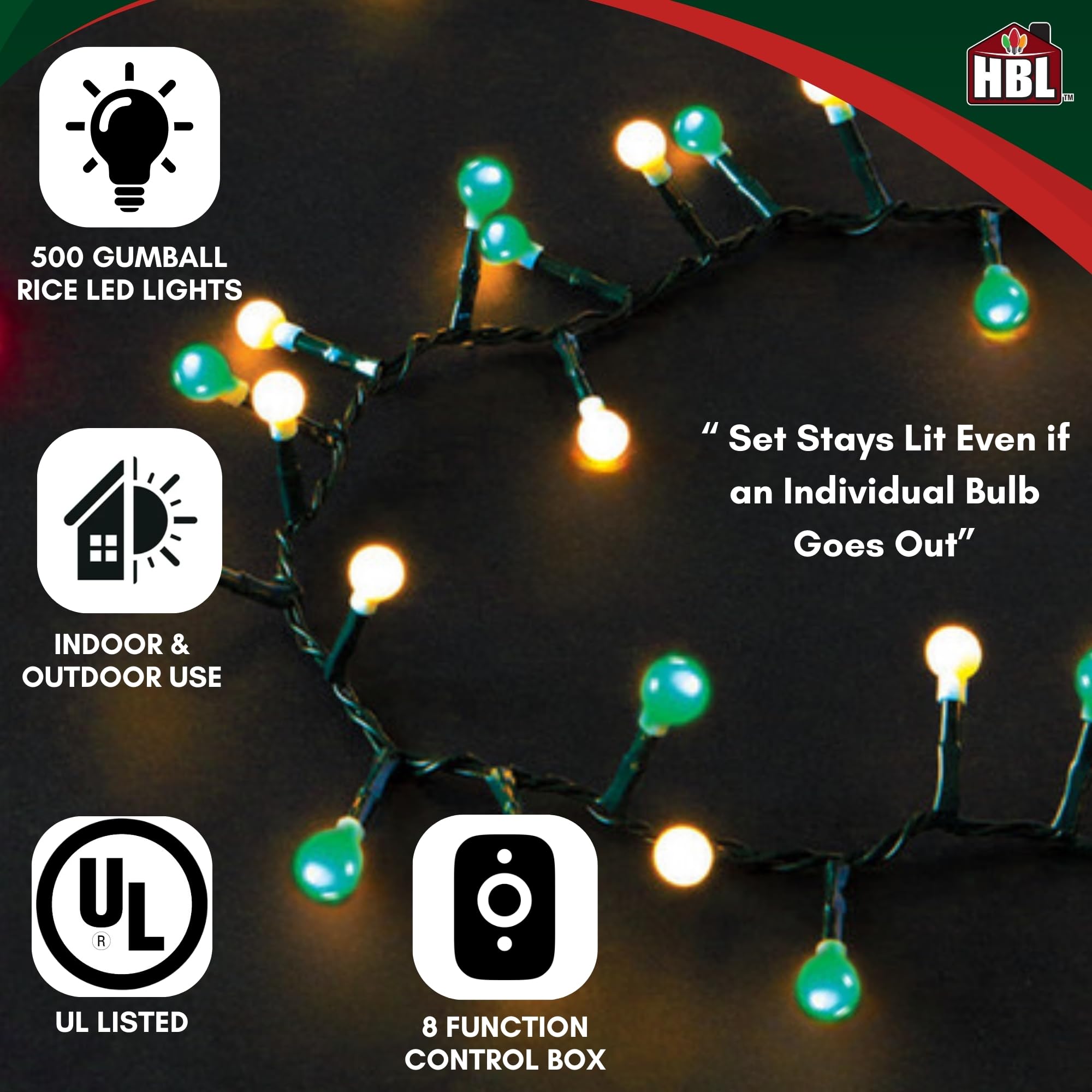 Holiday Bright Lights - Bobina di Luce Natalizia, 500 l, con Filo Verde