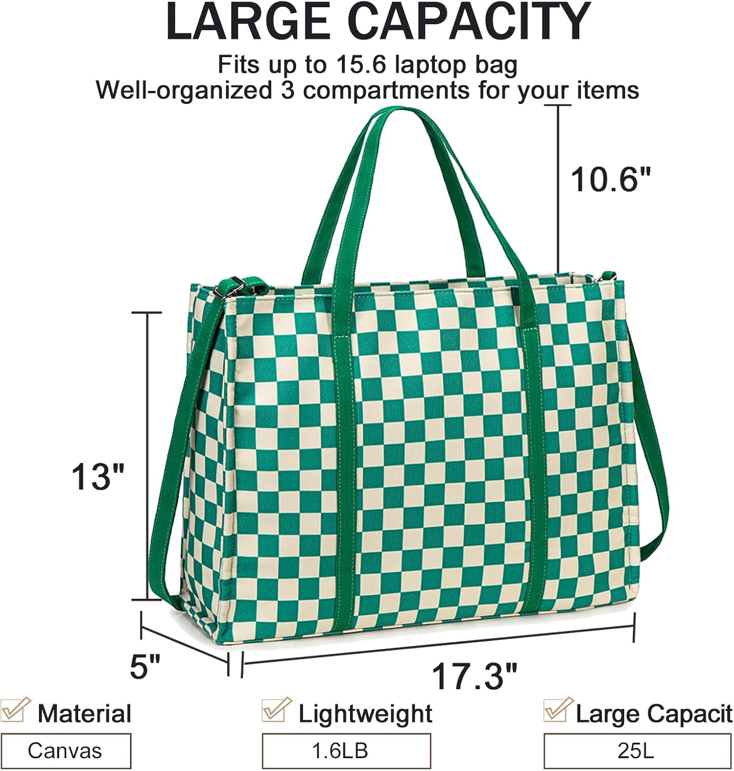 Laptop Tote Bag for Women Work 15.6 inch Canvas Shoulder Bags Computer Messenger Purse Teacher Handbag Office Briefcase - Image 4