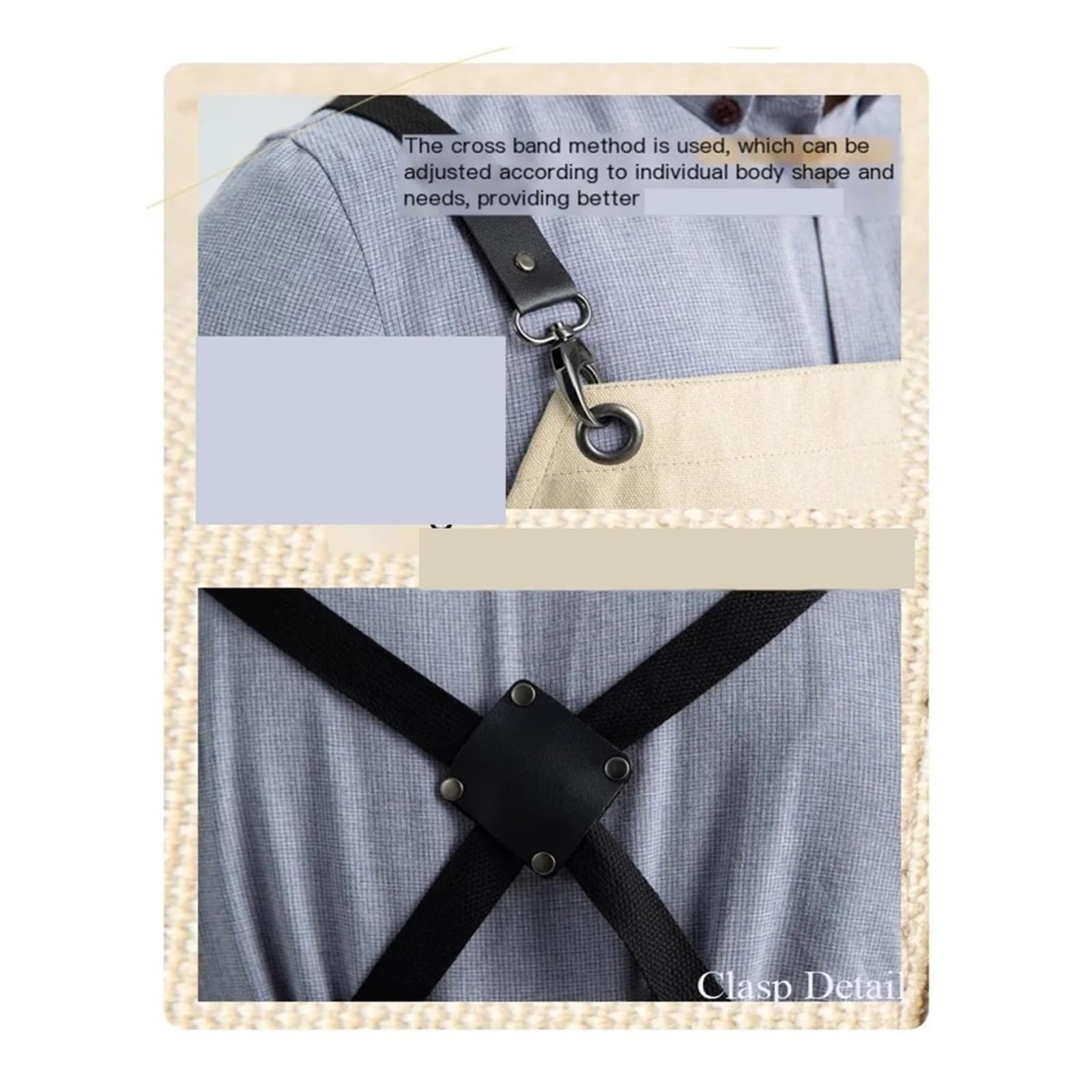 Tela Grembiuli Grembiule da cuoco 1 pezzo for uomo e donna con grandi tasche multifunzionali, incrocio in tela di cotone sul retro