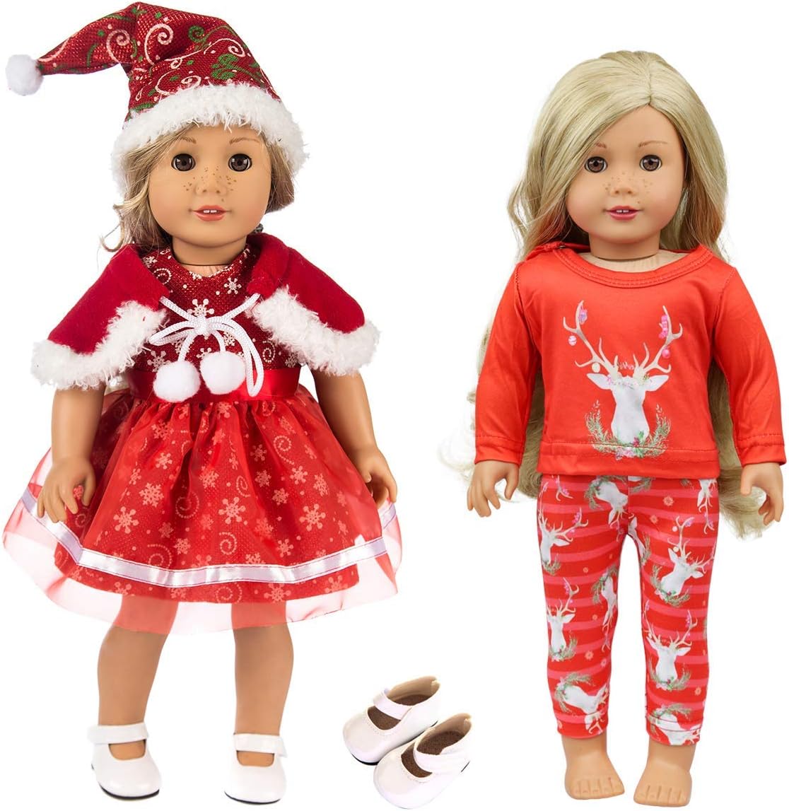 Miotlsy18 Inch Doll Christmas Clothes Outfits Pajamas Dresses for American 18 Inch Girl Doll, Generation Doll (6 Item)
