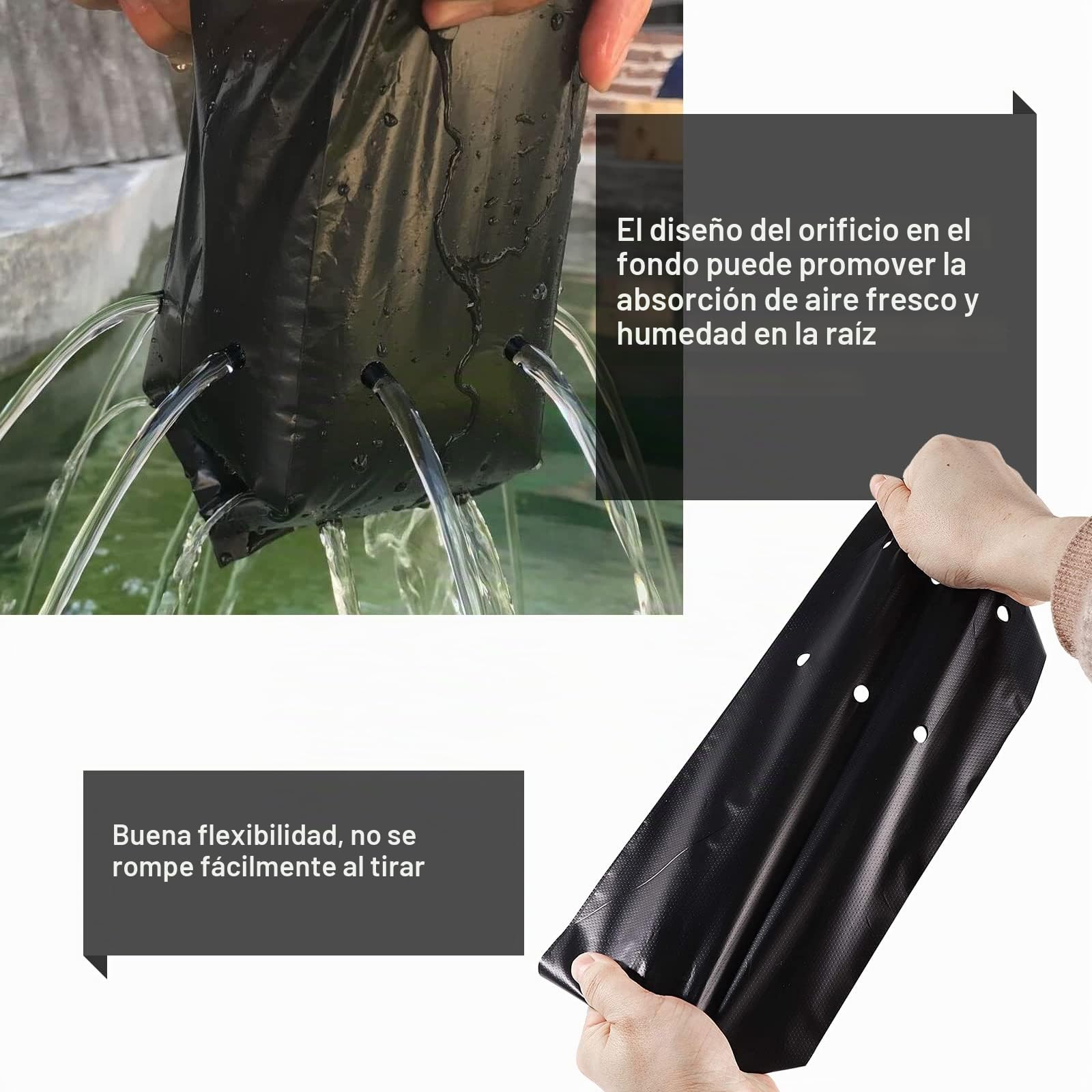 Bolsa para Plantas Paquete de 100 PE Bolsas para Cultivo de Plantas Engrosadas Biodegradables con Agujeros Transpirables Bolsas para Plántulas 25x30cm (DxH)