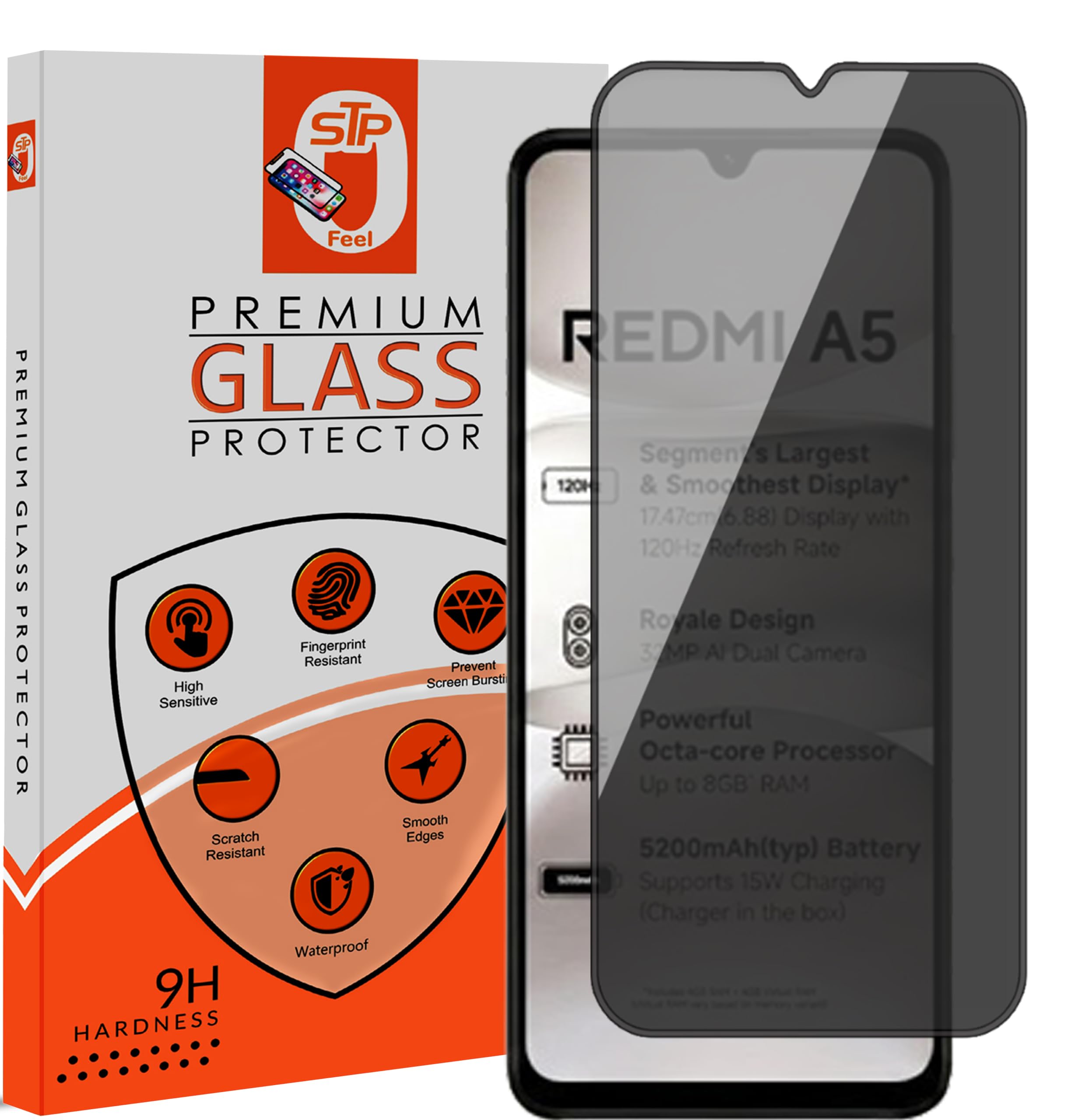 STP FEEL® Premium Grade Privacy Tempered Glass Screen Protector Guard Compatible For Oneplus Nord CE6 lite 5G (6.72 Inch, Pack of 1) Full Edge to Edge Coverage Anti-Spy/Anti-Peeping 9H Hardness — Amazon image 30