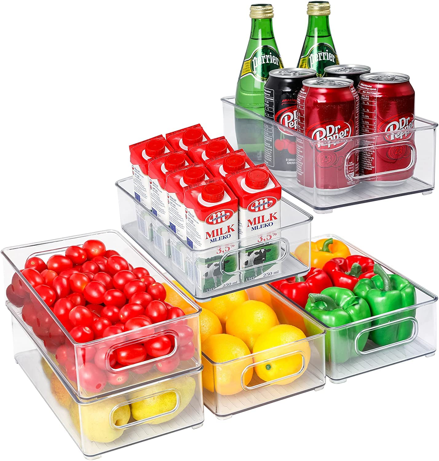 Buy Set of 6 Refrigerator Organizer Bins, Stackable Plastic Food