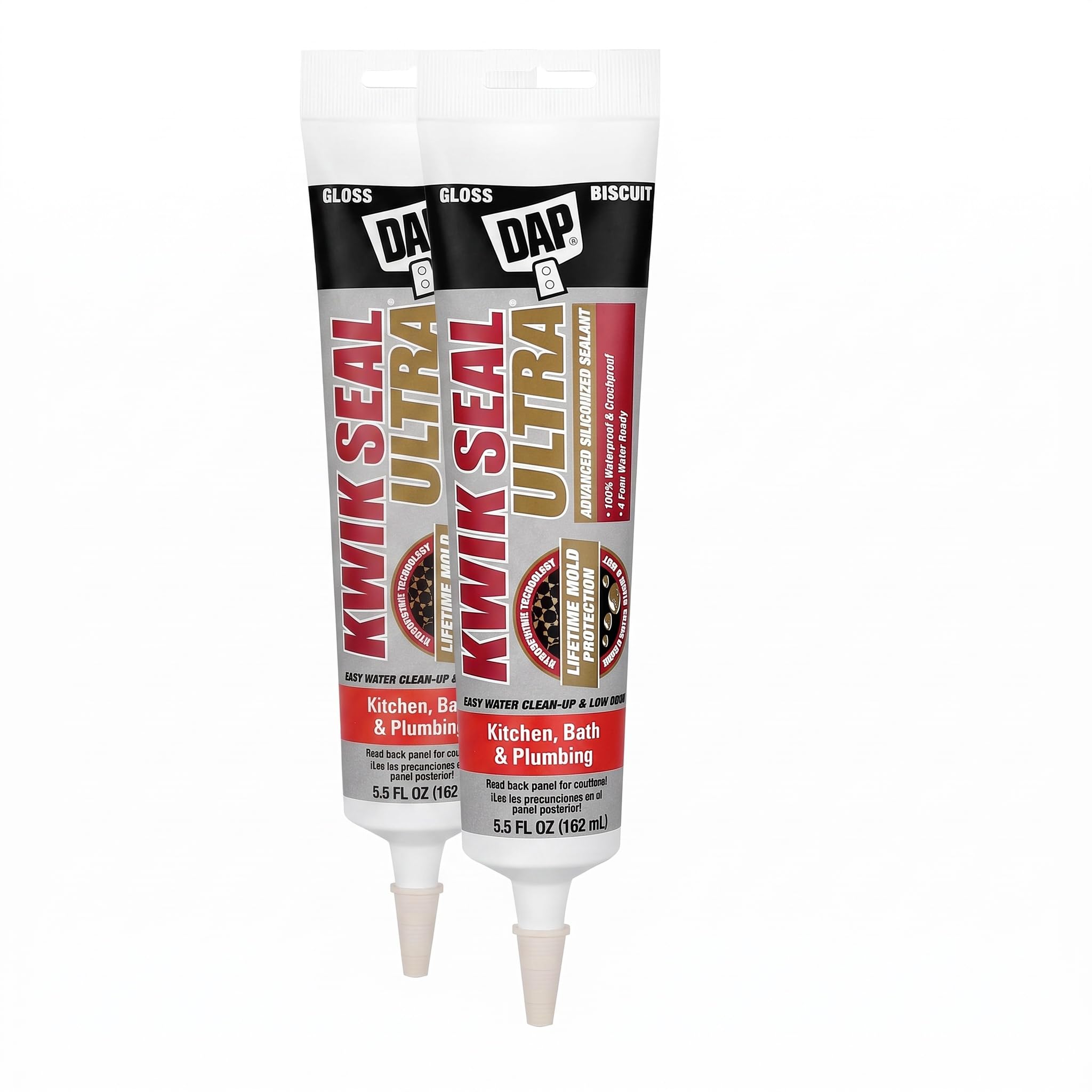 DAP 18916 Kwik Seal Ultra Biscuit 5.5 oz Premium Siliconized Sealant (Pack of 2)