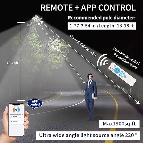 Miniatura 2 de Farolas solares impermeables para exteriores con aplicación de 1000 W, 20000 mAh, luces de inundación solares con sensor de movimiento exterior, del