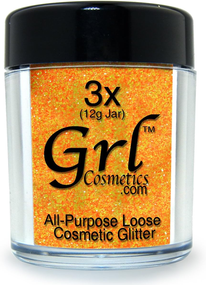 Grl Cosmetics Cosmetic Glitter Makeup for Face, Eyes, Lips, Nails and Body - GL88 Lava, 12 Gram Jar