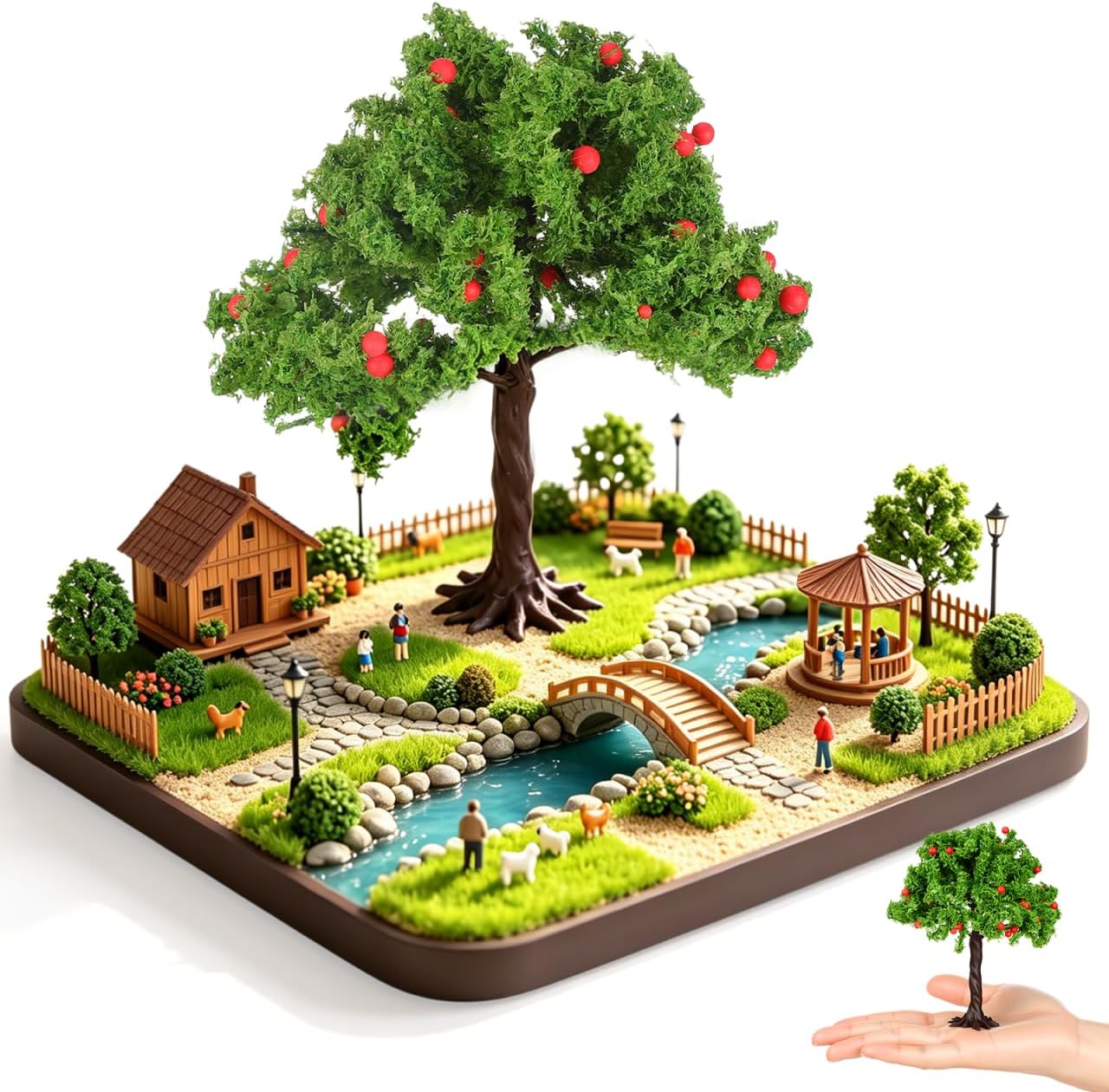 SHINEOFI Model Fruit Trees,5. 91 in Scale Buildings Scenery Miniature Trees Diorama Supplies for Crafts Train Scenery Landscape Village Architecture DIY Crafts