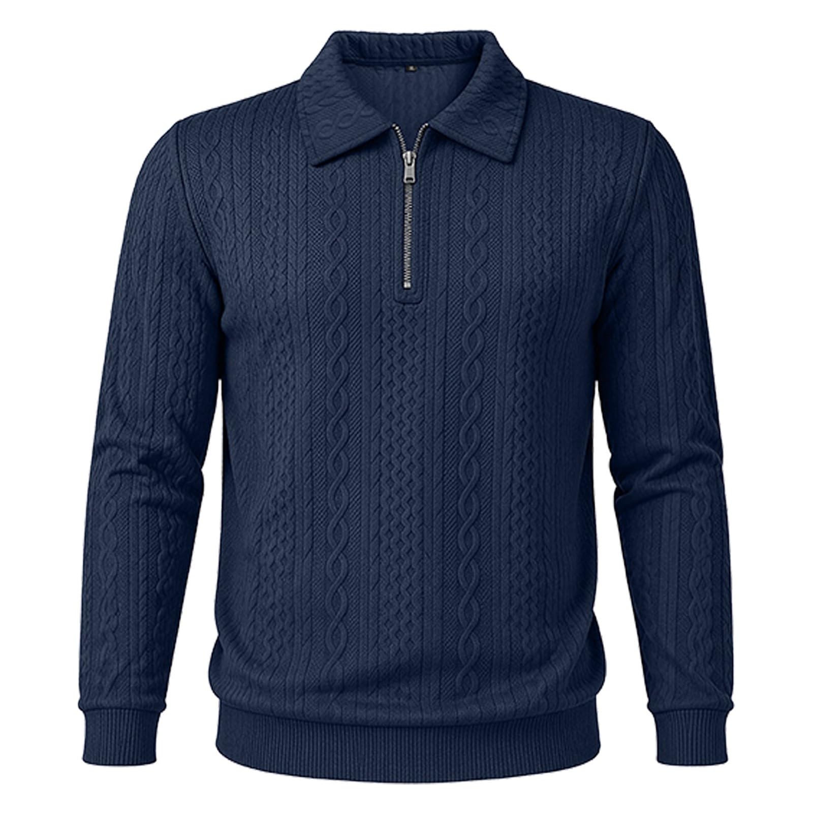 Polo da golf da uomo con cerniera a un quarto - Pullover a maniche lunghe