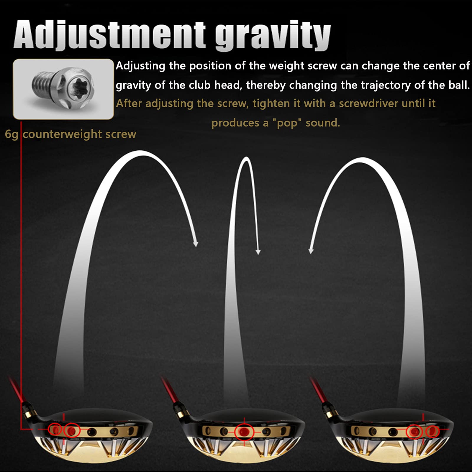 Titanium Golf Driver für Herren, Herren Golfschläger Paket Set, 1 Holz Schwarz/Gold R/SR/S Carbonschaft, Geeignet für Anfänger und Fortgeschrittene