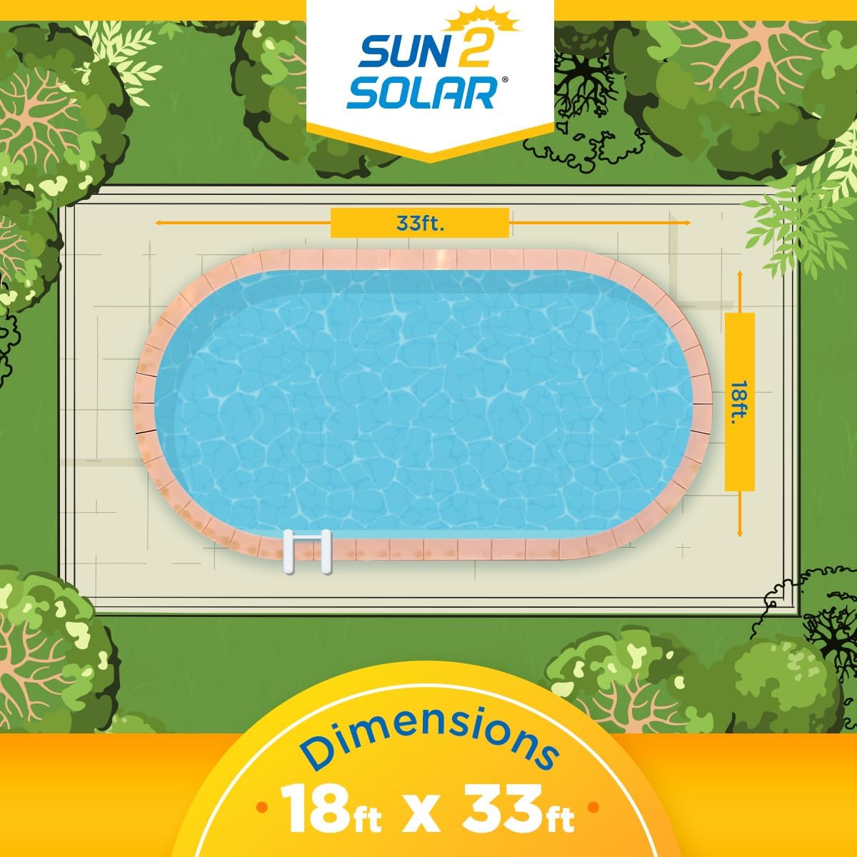 Sun2Solar Blue 18 ft x 36 ft Oval Pool Solar Cover | 1200 Series | Heat Retaining Blanket for Inground and Above Ground Swimming Pools | Harness The Sun's Energy to Heat Pool | Bubble Heating Blankets