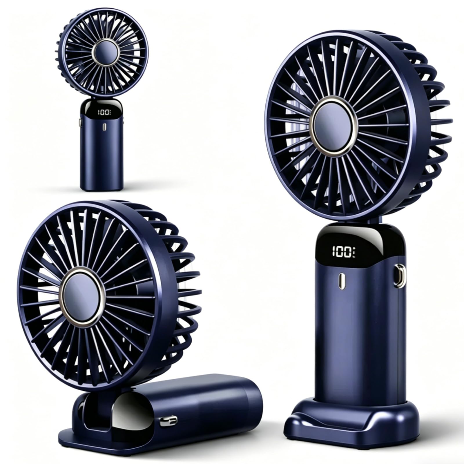 KMFASVX Rechargeable Handheld Fan, Mini Portable Hand Held Fan, Desk & Hand Fans,5 Speeds Personal Fan Gifts for Family Friends Home Office Bedroom Outdoor Travel - Blue