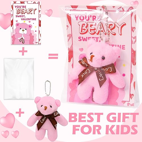 Miniatura 3 de AMENON Paquete de 28 juguetes de peluche para el día de San Valentín, mini animales de peluche, llaveros colgantes para tarjetas del día de San