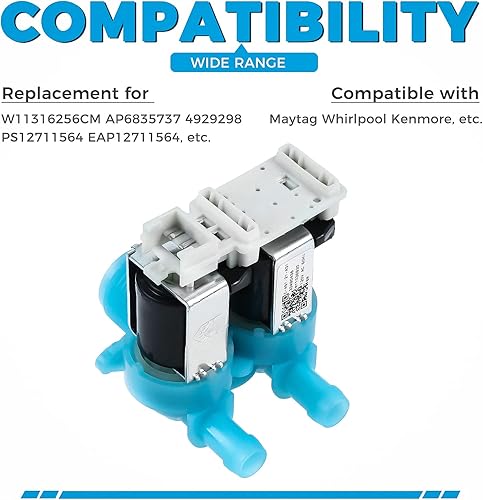 Miniatura 4 de Actualización W11036930 Válvula de entrada de agua para lavadora compatible con Whirlpool Maytag Lavadora Válvula de agua sustituye a W11104751