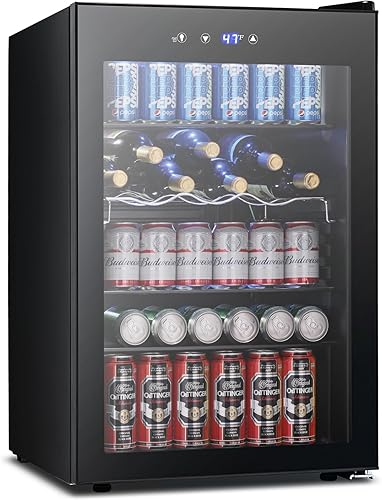 Joy Pebble Refrigerador de bebidas, 4.4 pies cúbicos, mini refrigerador de 145 latas con puerta de vidrio para cerveza y refrescos, refrigerador de