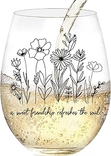 Funny friendship Christian Wine Glass for Women – Faith Religious Gifts, Birthday Gifts for Friend, Sister, Friends – Unique Stemless Cups, Wine Glasses for Women (Classic, Black)