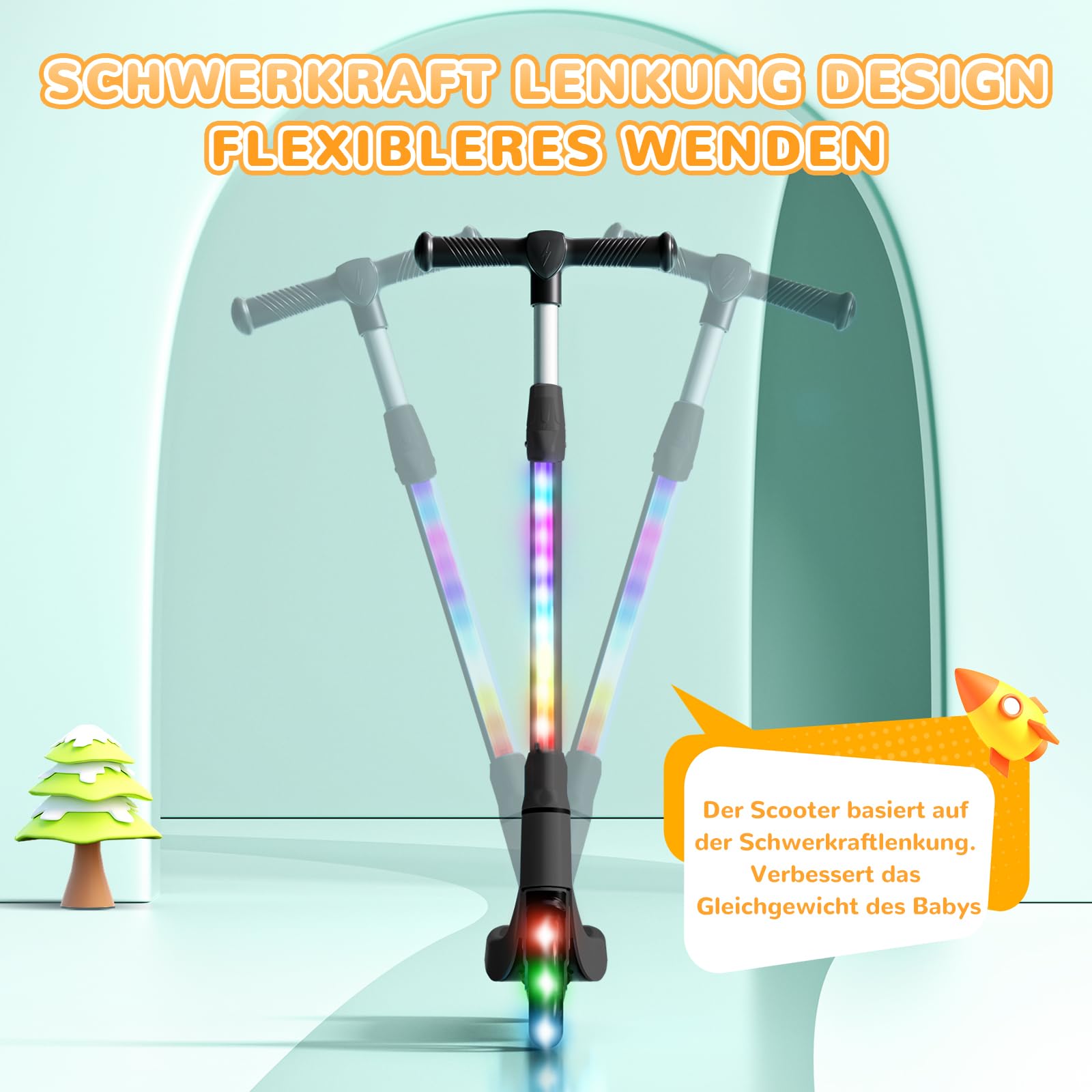 SISIGAD Patinete eléctrico para niños de 6 a 10 años con Luces LED Intermitentes y 3 Alturas Ajustables, Motor de 45 W máx. 10 km/h, Carga máxima de 70 kg