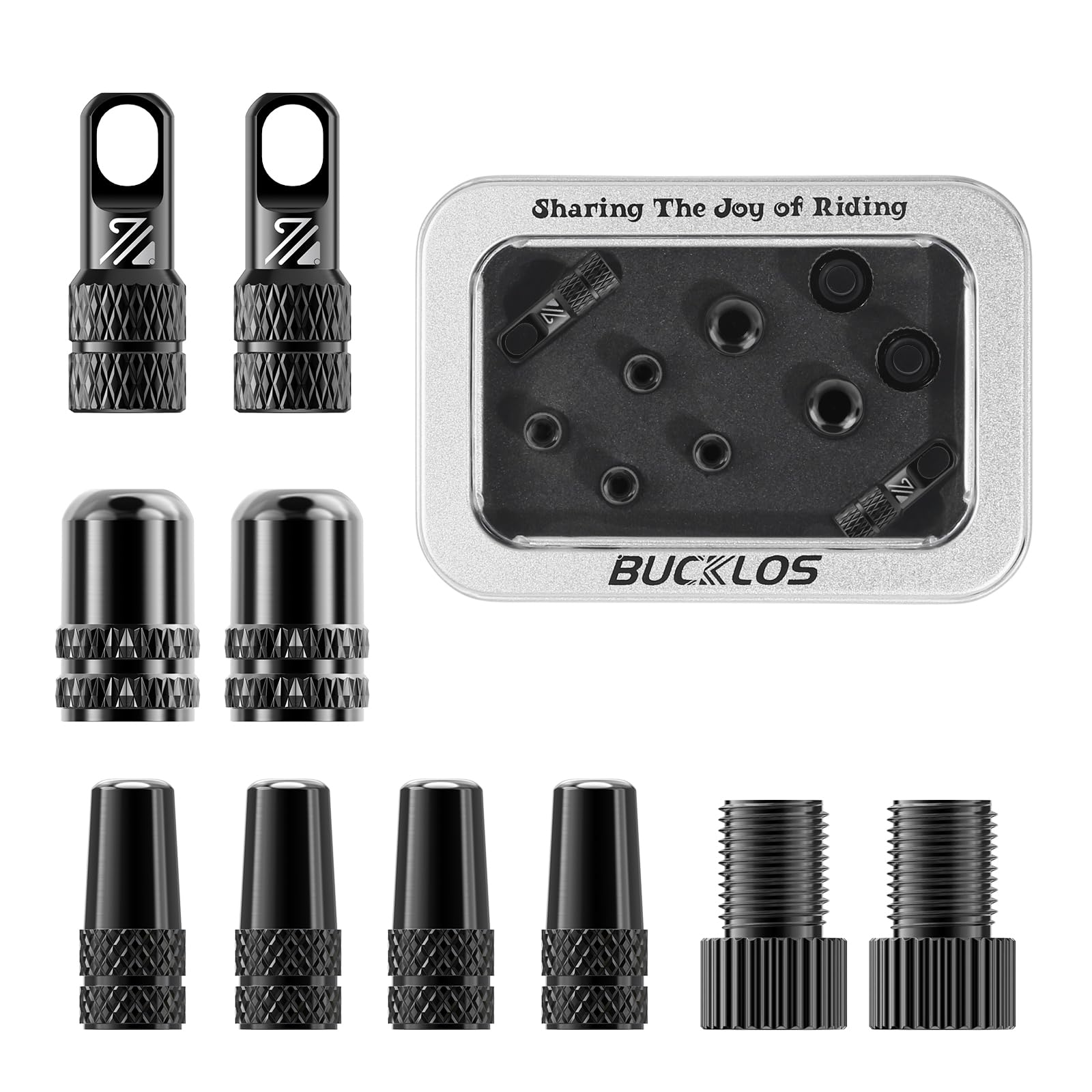 BUCKLOS Bike Tire Valve Stem Cap Set Presta and Schrader Valve Caps 10PCS