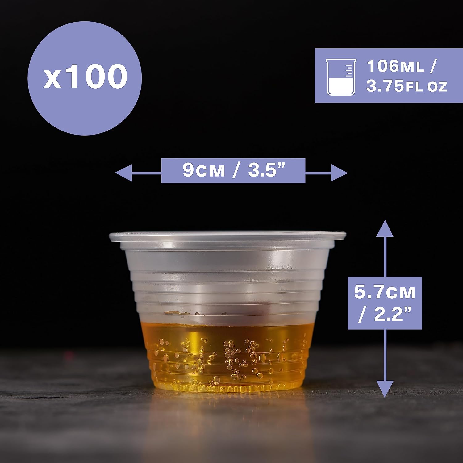MATANA 100 Clear Plastic Bomber Cups 3.75 oz, Jager Bomb Shot Cups