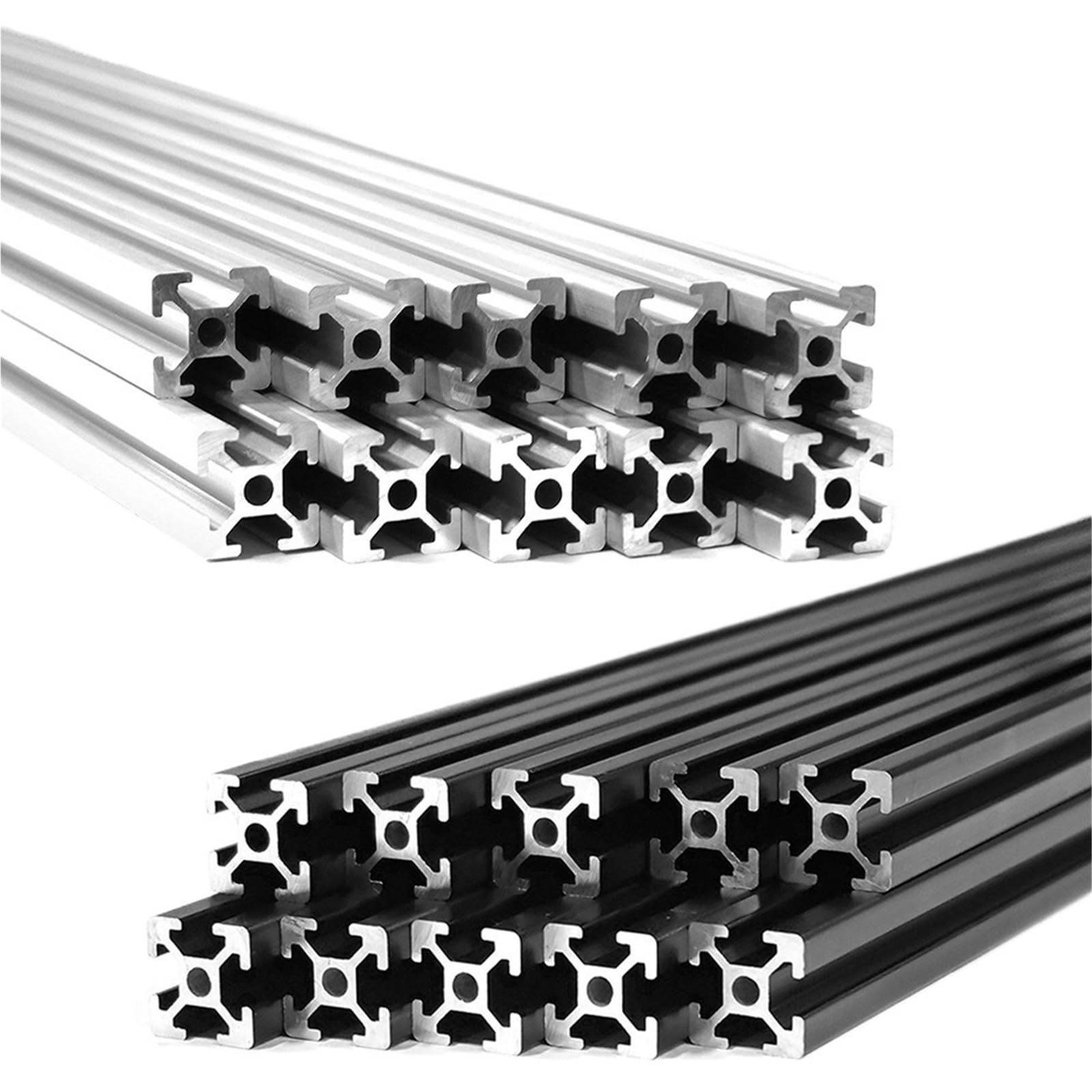 Perfil de extrusión de aluminio, tubo cuadrado de 20 x 20 mm, ranura en T para marcos, soportes y sistemas de estanterías