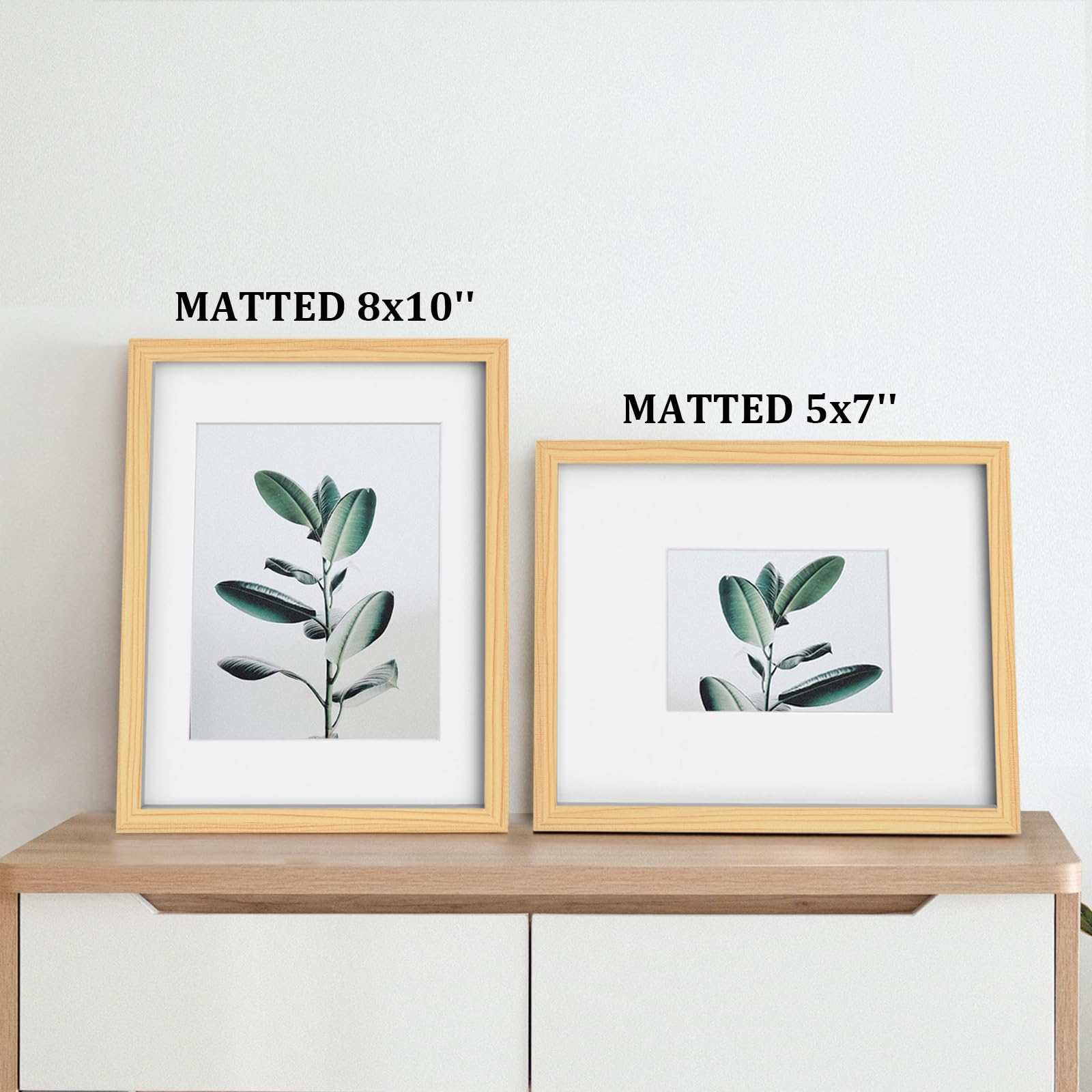 Egofine Ramki na zdjęcia 11 x 14, naturalne drewno, 2 szt. wykonane z litego drewna pokrytego pleksiglasem - do montażu na blacie i na ścianie do zdjęć 20 x 10 lub 5 x 7 z matą poziomo lub pionowo do