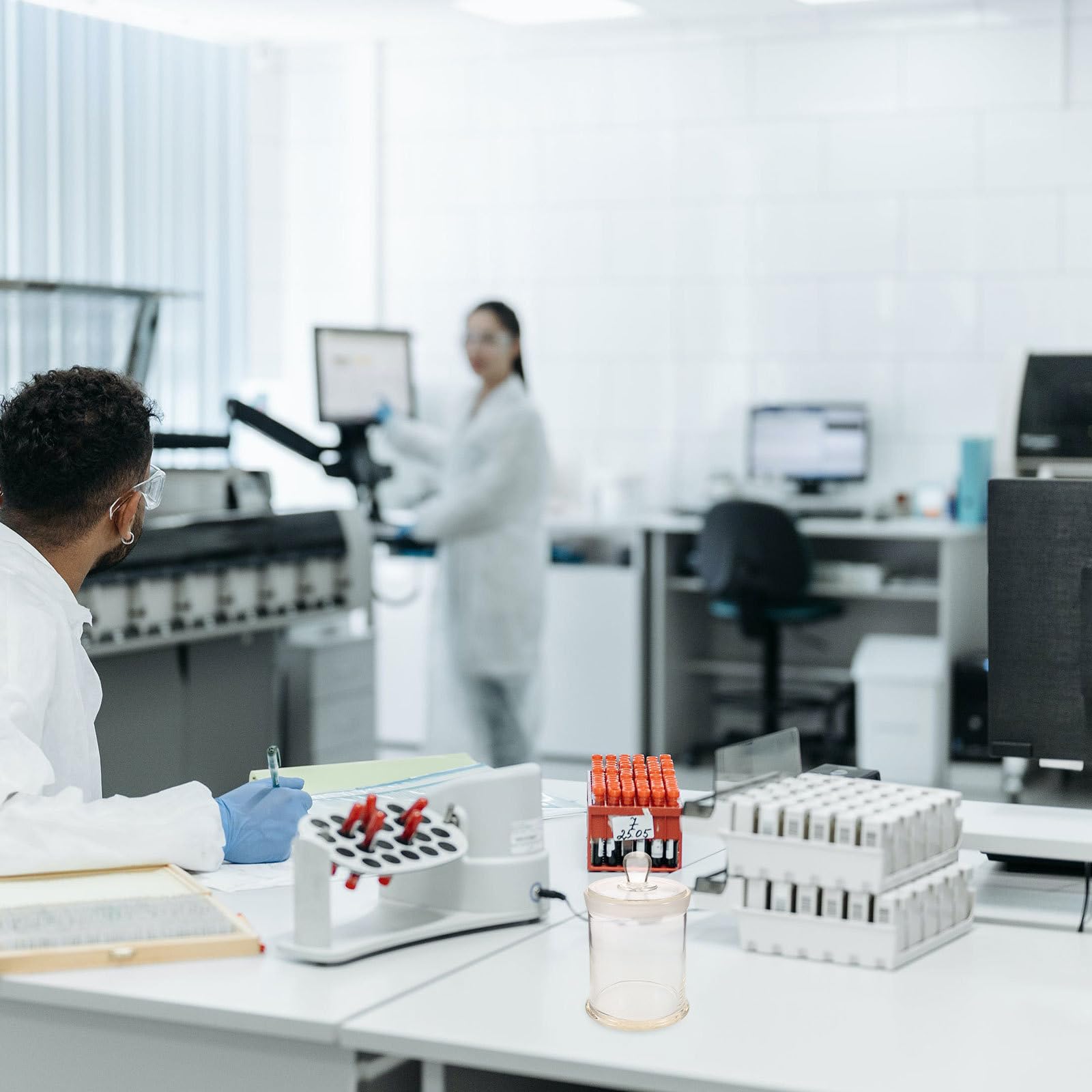 Toddmomy Frasco de Tinción de Vidrio Transparente Tapa de Cierre Hermético para Laboratorio Capacidad 1200ml, Reutilizable Boca Ancha para Muestras