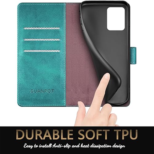 Miniatura 6 de SUANPOT Funda tipo cartera para Motorola Moto G 5G 2023 Bloqueo RFID Soporte para tarjetas de crédito, libro de folio con tapa de cuero PU, funda de