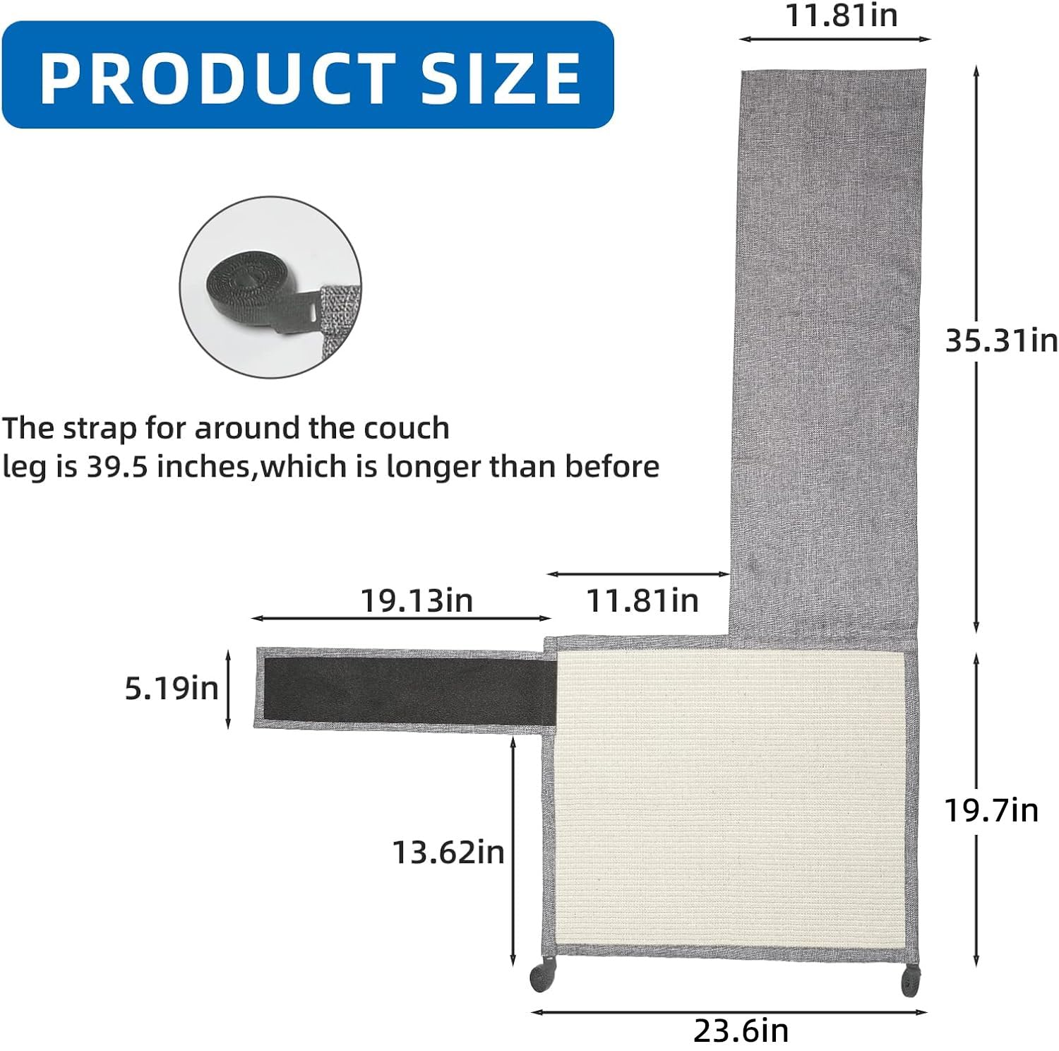 Protector de sofá contra arañazos de gato con sisal natural para proteger el sofá, la silla y los muebles