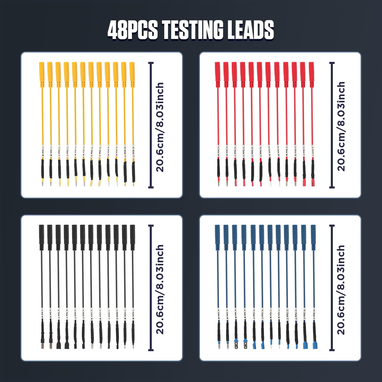 68PCS Automotive Circuit Test Leads Kit,Multimeter Terminal Test Leads Kit,Test Leads,Standard Probes,Alligator Clip,Banana Plug Adapters,SRS Connector