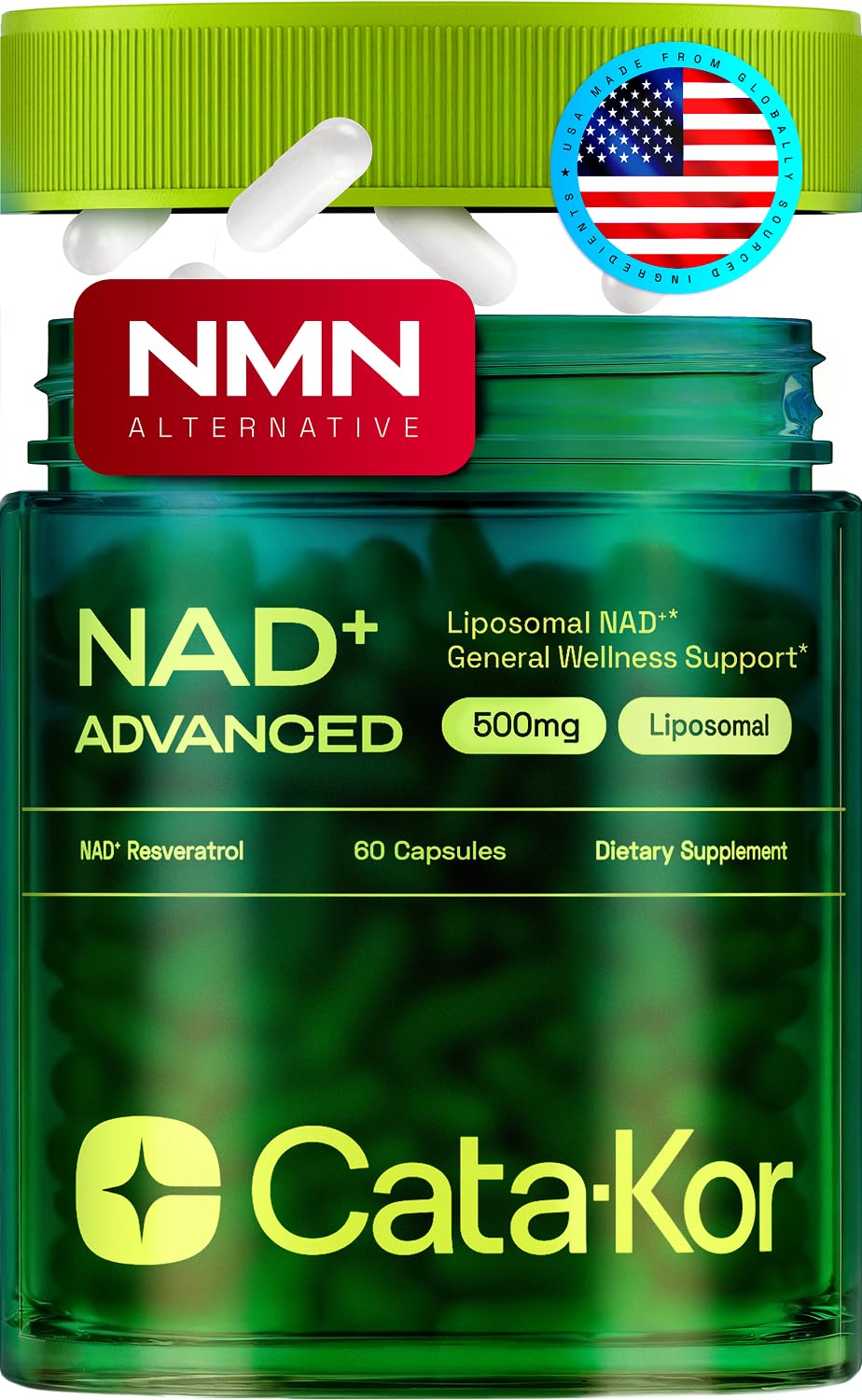 Liposomal NAD Supplement with Resveratrol NMN Supplement Alternative Third-Party Tested 30-Day Supply Advanced NAD Resveratrol