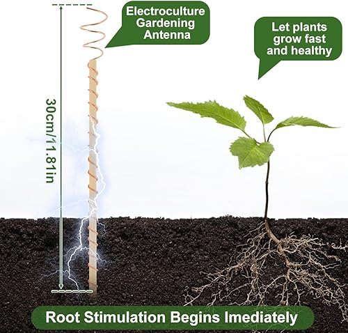 Miniatura 2 de Estacas para plantas de electrocultivo, paquete de 6 antenas de bobina de cobre para jardinería de electrocultivo, antena de cobre de 12 pulgadas,