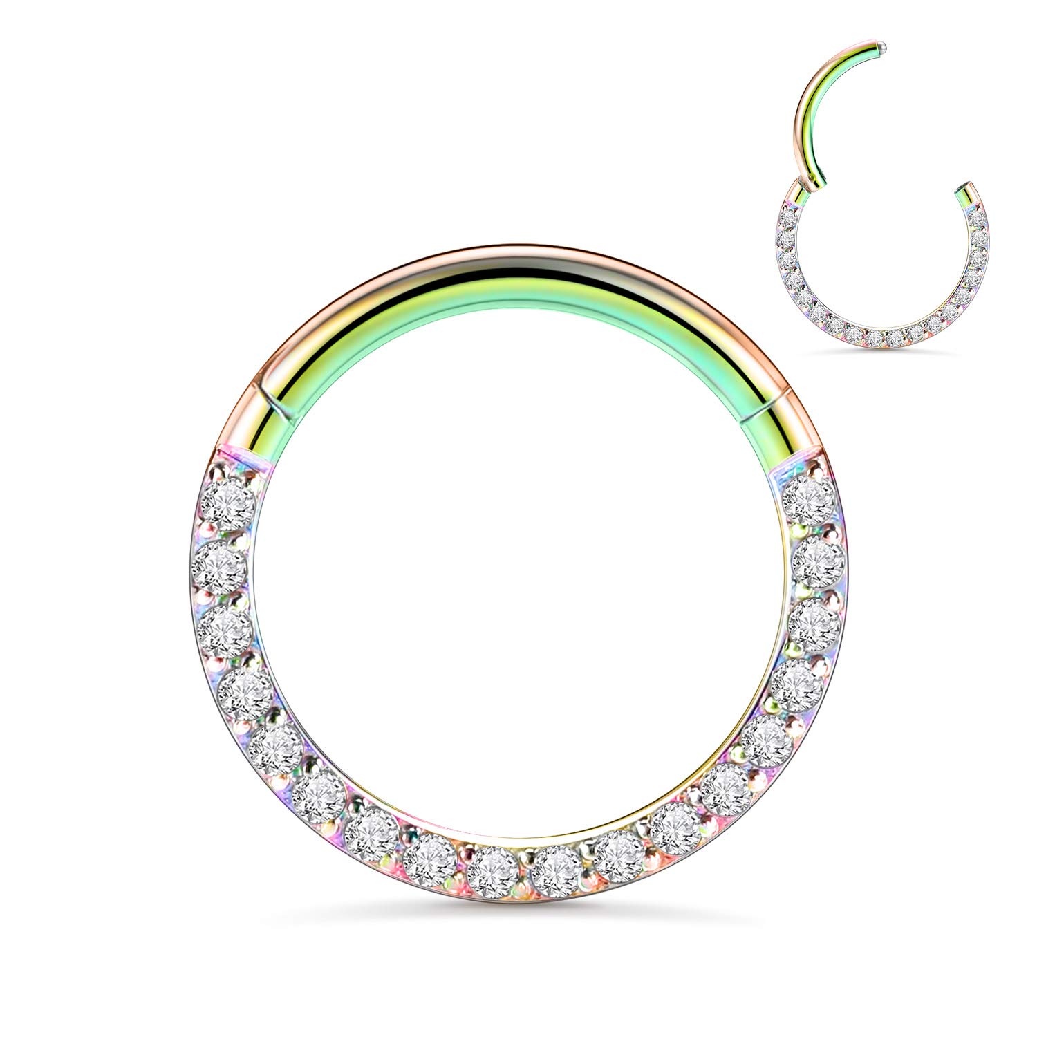 AROWRO 18G 16G 14G Nose Hoop Ring Septum Clicker Earrings CZ Opal Cartilage Conch Helix Tragus Hoop Earrings Daith Piercing Jewelry 316L Surgical Steel — view 23