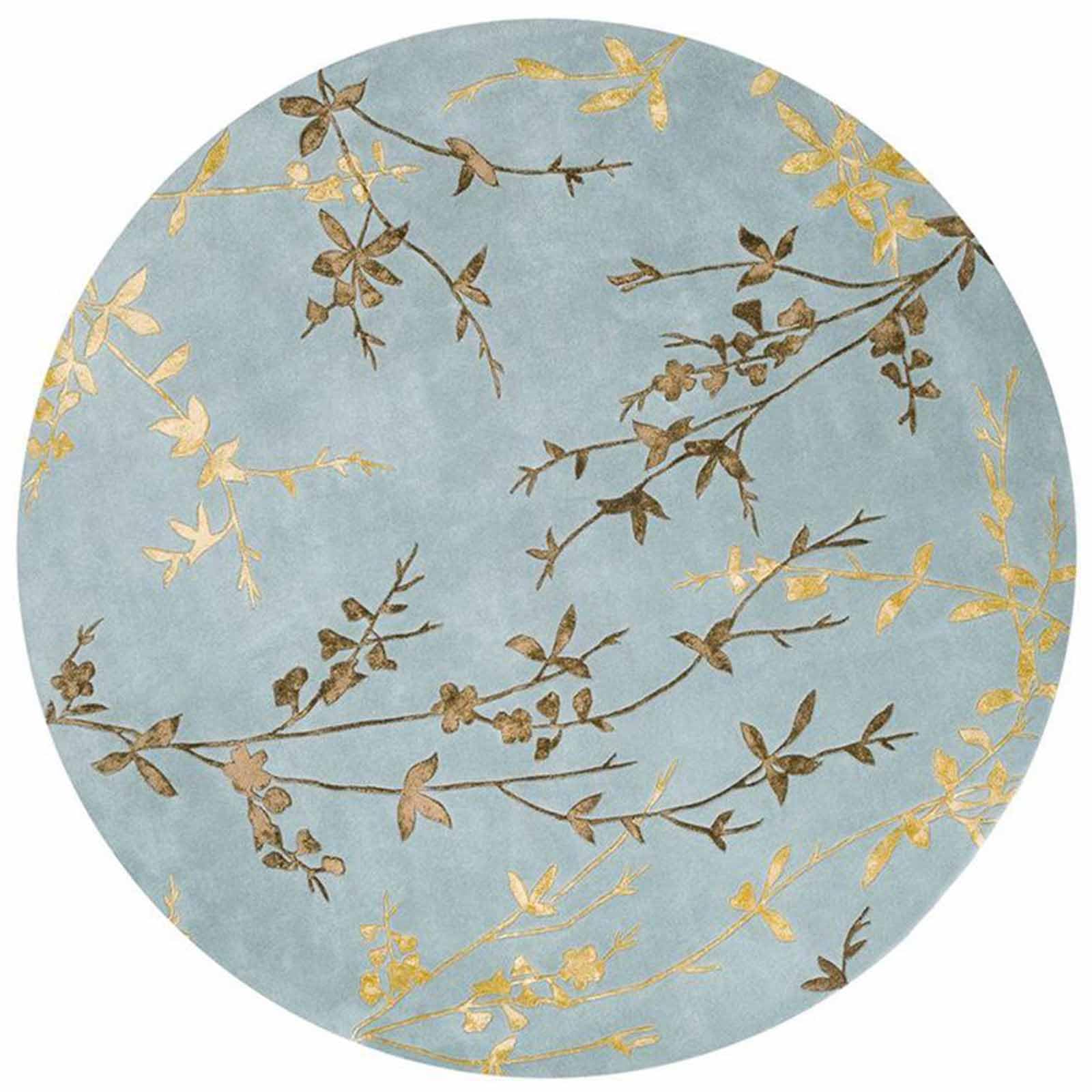Tapis de salon cercle moderne bleu marron 200cm, tapis résistant anti-usure